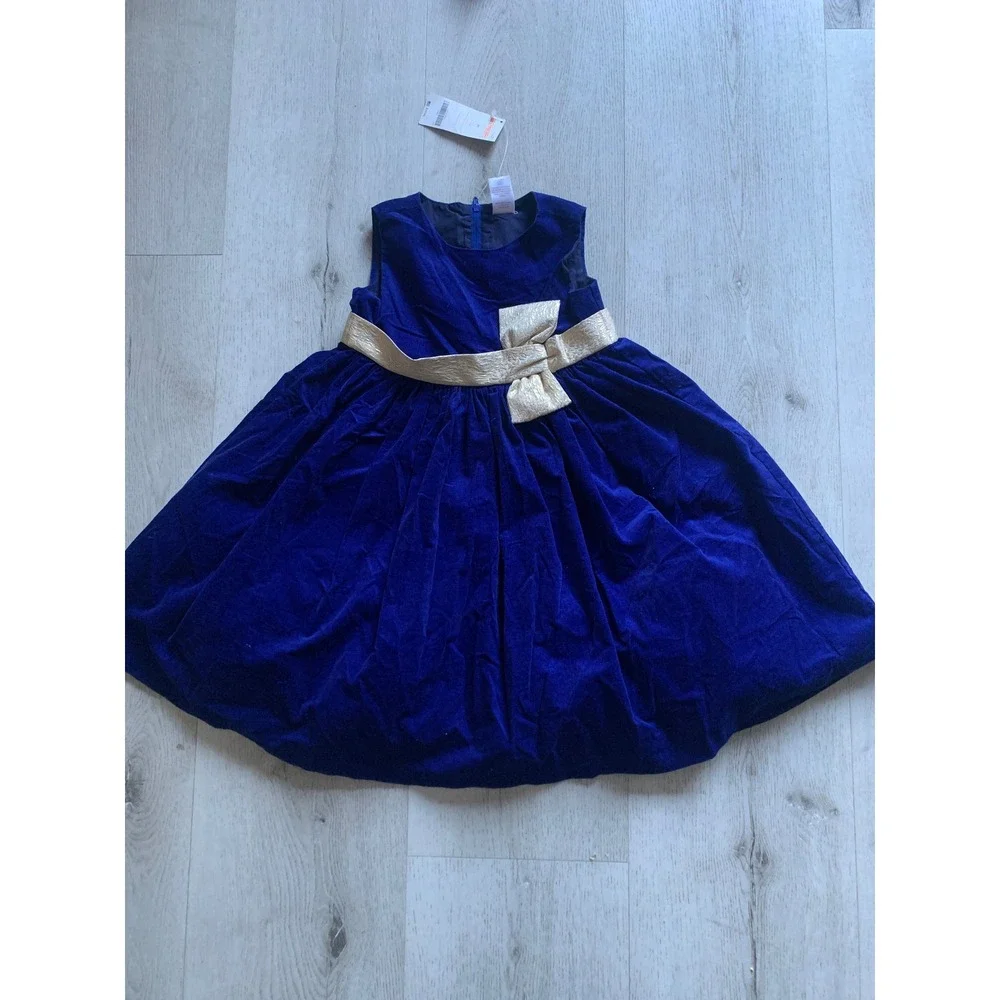 Gymboree Royal blue velvet dress girls sz 5T NWT Christmas‎ holidays formal